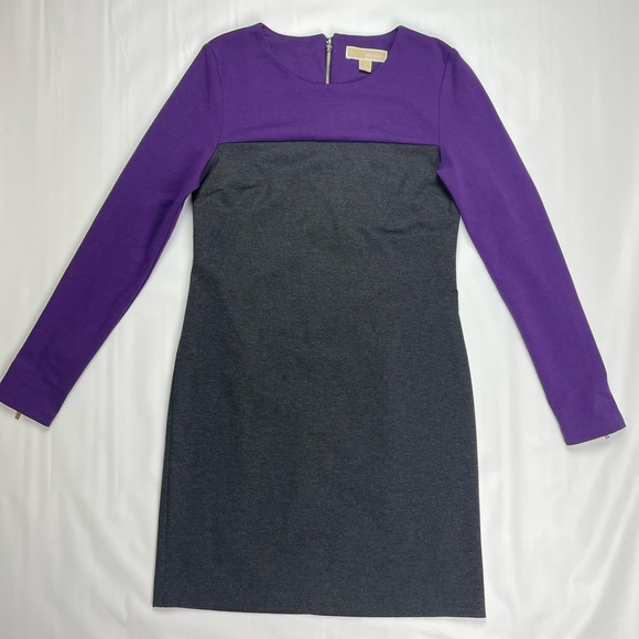 MICHAEL Michael Kors Dresses & Skirts - Preloved MICHAEL Michael Kors Colorblock Purple Gray Longsleeves Dress Size 6